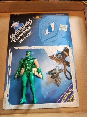 Vintage Kenner Silverhawks Flashback & Backlash 1986 WORKING, COMPLETE WITH CARD - Image 1 of 4
