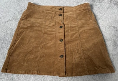 M&S Collection Tan / Medium Brown Corduroy Skirt -  ladies / womens - UK Size 12 - Image 1 of 3