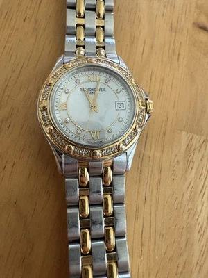 RAYMOND WEIL 28m LADY TANGO TWO-TONE WATCH 5390 MOP DIAMOND DIAL & BEZEL - Image 1 of 4