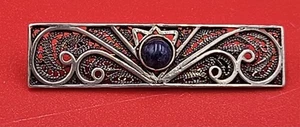 Antike Sterling Silber Amethyst Filagree Brosche Anstecknadel - Bild 1 von 17