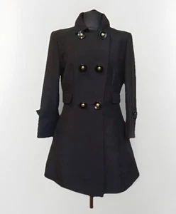 Roberto Cavalli Women Black Trench Coat Jacket Cotton Size M - Picture 1 of 10