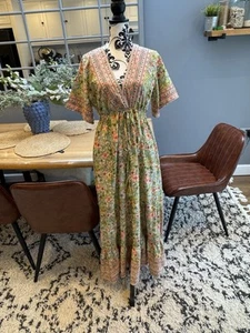 Vintage Silk Modi Floral Dress One Size Holiday Summer tropical print - Picture 1 of 6