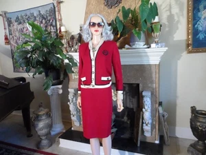 St. John Collection Strickanzug rot Rock & Jacke Größe 6/M - Bild 1 von 24