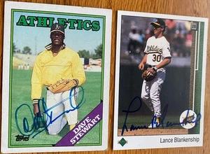 1988 Topps #476 Dave Stewart signierte IP-Karte LA Dodgers + Bonus Blankenship AUTO - Bild 1 von 2