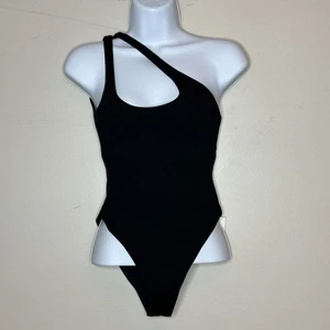 Traje de baño L*Space Phoebe de una pieza acanalado recortado en un hombro negro para mujer 4 nuevo con etiquetas - Imagen 1 de 10