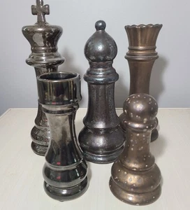 Schachskulptur 5-teiliges Set Wohndeko Keramik matte & glänzende Oberflächen - Bild 1 von 13