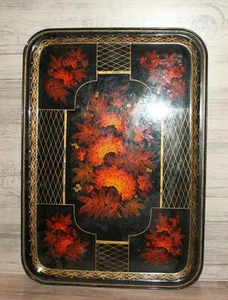 Vintage Floral Metall Tole Serviertablett - Bild 1 von 7