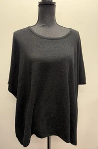 Croft & Barrow Black Pullover Poncho Sweater Square Short  Sleeve S/M Oversized - Picture 1 of 9