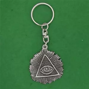 ENGLISH PEWTER - ALL SEEING EYE - KEYRING KEYCHAIN PROVIDENCE ILLUMINATI - Picture 1 of 1