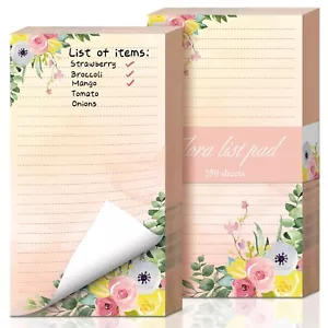 2 Pieces Grocery List Notepads Floral Notepads 500 Tear off Sheets 4.5 x 8 In... - Picture 1 of 7