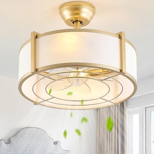 20" Gold Fandelier Ceiling Fans with Lights, Boho Rattan Chandelier Ceiling Fan - Picture 1 of 9