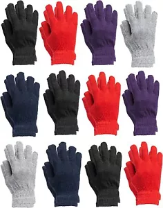 12 Pairs of Winter Gloves -Thermal Knit Stretchy Fuzzy Glove(WOMENS ASSORTED) - Picture 1 of 6