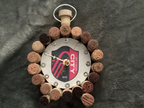 ST. LOUIS CITY SC  Soccer Tiny Clock - Wine Cork Case - Quartz -Desk, or Shelf Cover