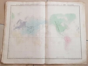 CARTE GEOGRAPHIQUE ANCIENNE: MAPPEMONDE EMBLEMATIQUE garantie authentique.19eme) - Imagen 1 de 1