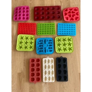 LOT of 12 Silicone Ice Cube Trays Ikea/Halloween/Tiny Gummy Crushed Ice Molds - Picture 1 of 15