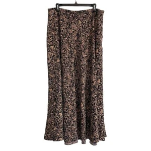 Dana Buchman Women Silk Flare Maxi Skirt Size 16 Flowy Floral Indie Grunge Heavy - Picture 1 of 10