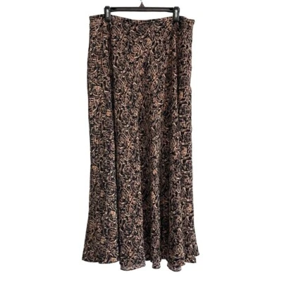 Dana Buchman 女式丝绸喇叭长裙 16 码 Flowy Floral Indie Grunge Heavy — 第 1/4 张图片