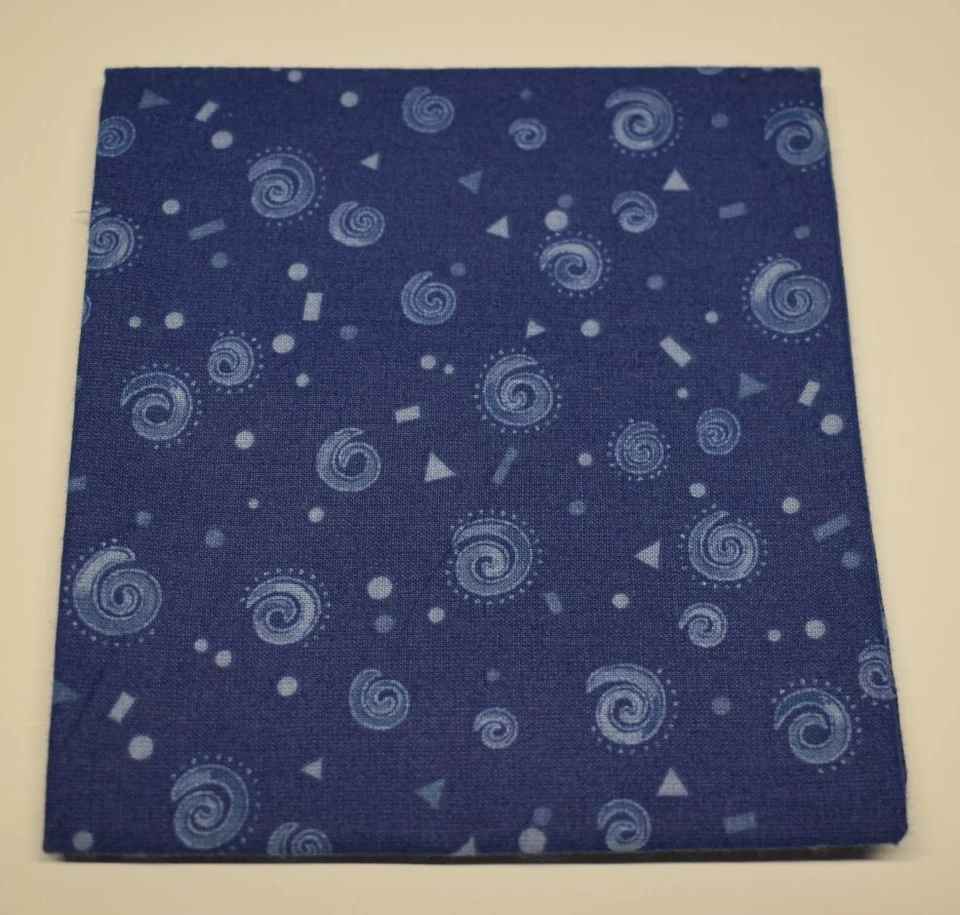 100% Cotton fabric FAT QUARTER blue tonal SWIRLS tirangles GEOMETRIC - Image 1 of 1