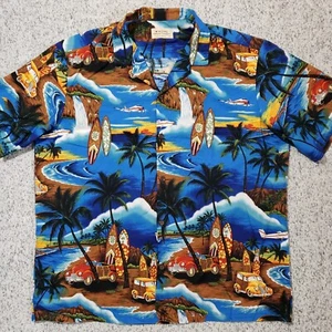 Royal Hawaiian Creations Shirt Mens XXL Surf Palm Airplane Volcano Woody Cotton - Picture 1 of 15