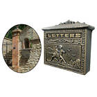 Vintage Style Wall-Mount Mailbox Lockable Cast Iron Waterproof Retro Postbox