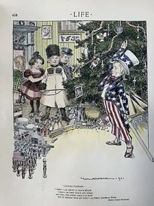 IMPRESIÓN NAVIDAD 1901 COLOREADA A MANO - Imagen 1 de 7