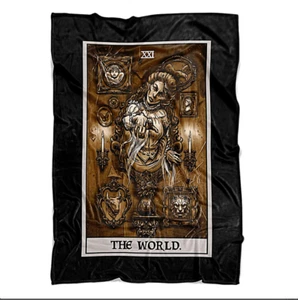 The World Tarot Card Blanket Victorian Ghost Gothic Halloween Witch (80" x 60") - Picture 1 of 5