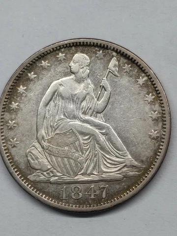 1847-O SEATED LIBERTY HALF DOLLAR AU DETAILS Cover