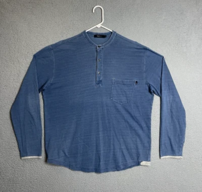 Camisa Henley Deportiva Cuello Redondo Ermenegildo Zegna Para Hombres XL Azul Manga Larga Bolsillo Foto 1 de 4