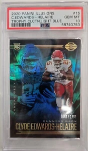 2020 Illusions Trophy Collection Light Blue /199 Edwards-Helaire Rookie psa 10 - Foto 1 di 2