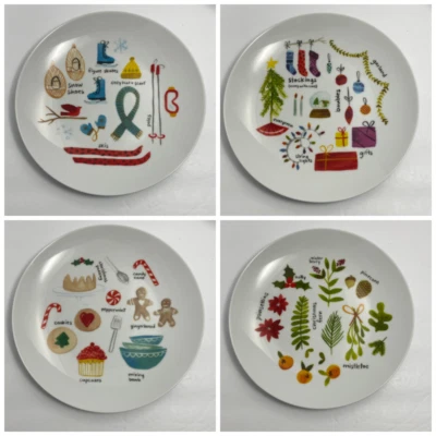 Platos de collage de invierno de caja y barril | 8,5 pulgadas | Vacaciones de Navidad | Juego de 4 Foto 1 de 4