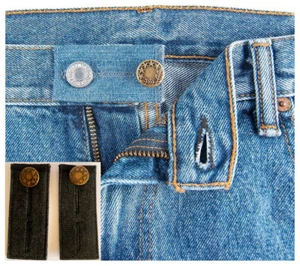 2PC Unisex Waist Band Pant Extender Button Trousers Jeans Skirts Maternity BLACK - Imagen 1 de 5