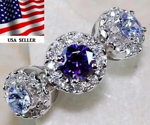 2CT Amethyst & White Topaz 925 Sterling Silver Ring Jewelry Sz 6 I1-1 - Picture 1 of 2