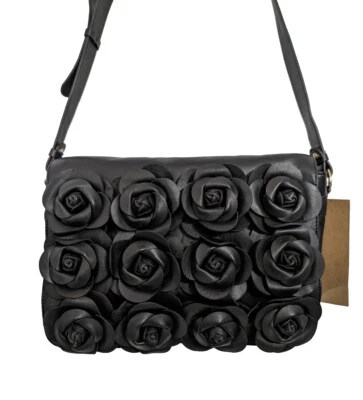 Bolso Bandolera Clever Carriage Cuero Artesanal Ramo Rosa-Negro-NUEVO CON ETIQUETAS-$466 Foto 1 de 4