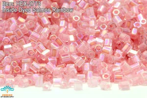 Miyuki Esagono 2 Tagli 11/0 Interno Tinto Salmone Arcobaleno Hex-2773 - Foto 1 di 1