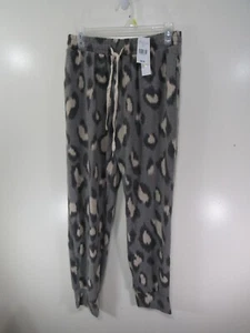 New Gilli Fleece Jogger Pants Size L Gray Leopard Elastic Drawstring Waist - Picture 1 of 3