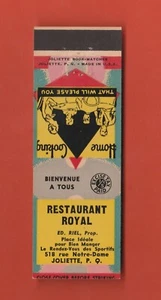 CUBIERTA DE CERILLAS RESTAURANTE ROYAL QUEBEC CANADA VINTAGE - SIN COINCIDENCIAS - Imagen 1 de 2