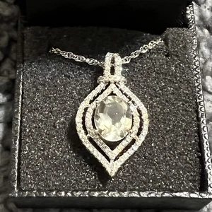 Gold Coast Clear And Tiny Rhinestone Necklace Pendant Thin Chain In Box - Picture 1 of 12