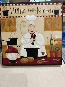 Fat Chef Vintage 12x12 Leinwandbild "Zuhause ist in der Küche" - Bild 1 von 6