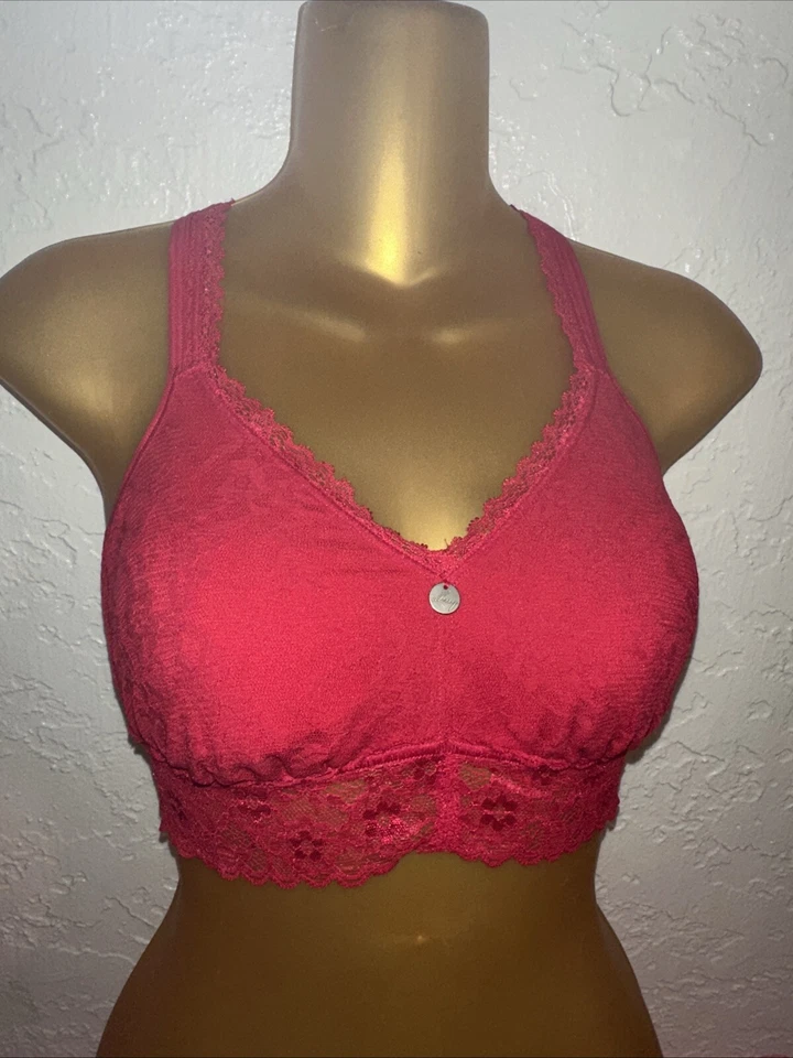 Bralette DKNY Mujer Rojo Encaje Acolchado Espalda Corredora L Se Ajusta Como Mujer’s Pequeño Foto 1 de 4