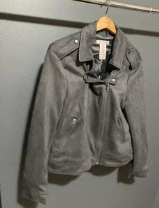 Philosophy Women Size XL Jacket Motorcycle Grey Zip Casual Chic Bomber - Picture 1 of 9