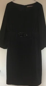 Classic Black Pencil Work Dress (Fully Lined with Matching Belt Sz 14) - Picture 1 of 4