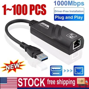 USB 3.0 Gigabit Ethernet LAN RJ45 1000Mbps Network Adapter For Windows PC - Picture 1 of 11