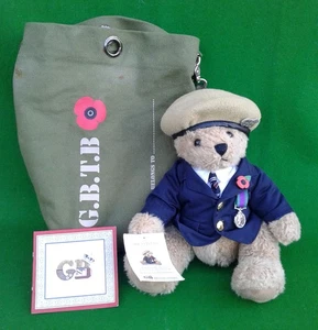 THE GREAT BRITISH TEDDY BEAR COMPANY “THE VETERAN” ARMY BEAR WITH DUST BAG. - Picture 1 of 23