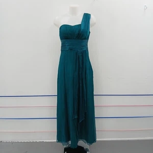 Monsoon Dress UK 10 Teal Green Maxi One Shoulder Silk RMF17-EH - Picture 1 of 8