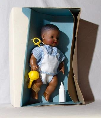 VINTAGE LI'L DAVID Doll, African American, 13 1/2", Drinks, wets, Horsman, 1975 - Image 1 of 4