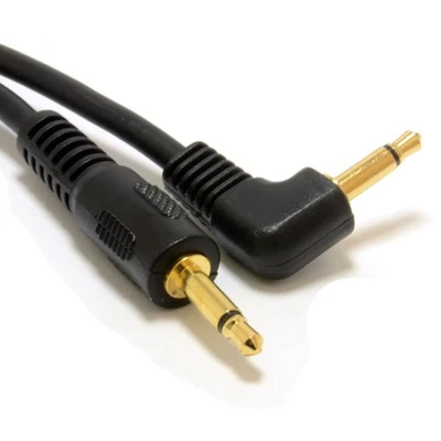 Rechter Winkel MONO 3,5mm Klinkenstecker auf 3,5mm Klinkenstecker Kabel Leitung GOLD 1m - Bild 1 von 4