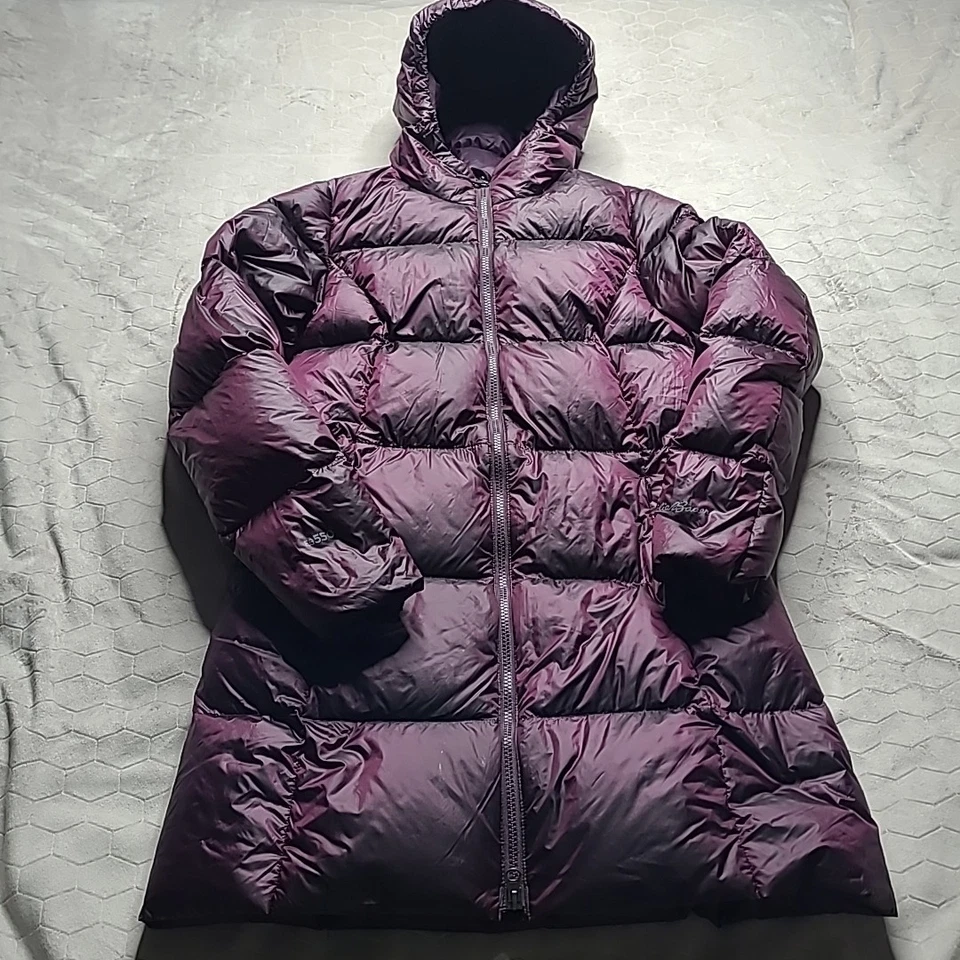 Abrigo largo acolchado Eddie Bauer para mujer EB550 plumón de ganso parka talla XS S borgoña  Foto 1 de 4