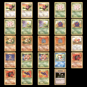 Vintage Pokemon Lot 24 Cards Base Set Jungle Fossil NM-LP Jigglypuff Goldeen - Picture 1 of 9