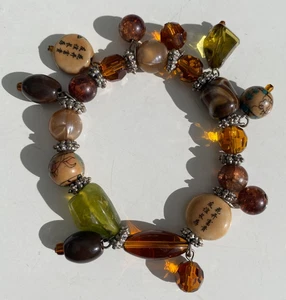 Vintage Treska Perlen Wrap Stil Armband Goldener Braune Farben 9c 68 - Bild 1 von 6