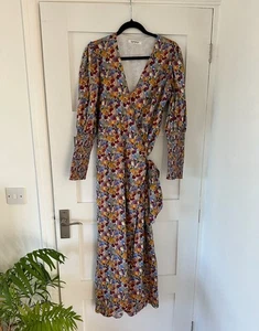 Floral multicolour long sleeve wrap maxi dress - size 12 - Picture 1 of 4